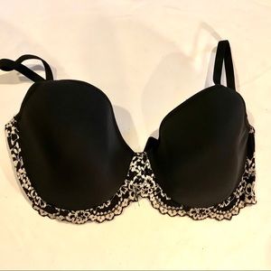 Black Bra with Cream Lace